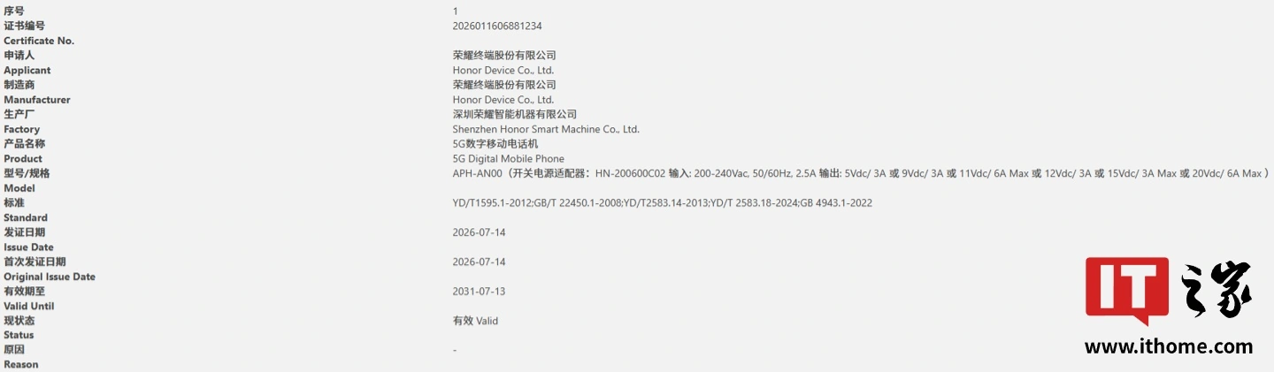 荣耀 Robot Phone 通过 3C 认证,支持 120W 快充,由自有工厂生产