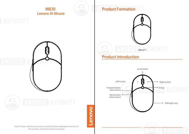 联想 AI Mouse M830 曝光,机身印有 Googlebook 标识并配备 AI 按键