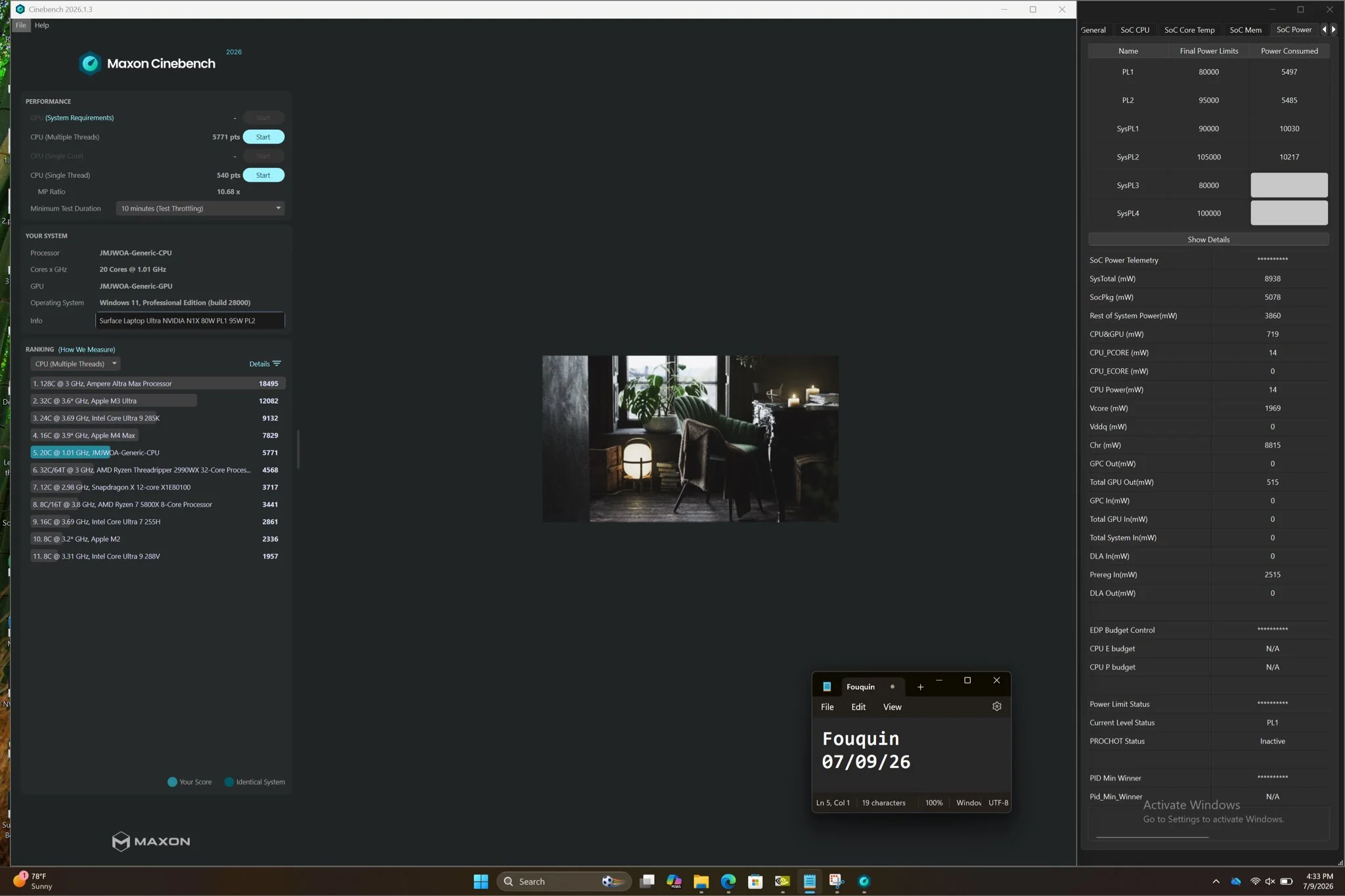 英伟达 N1X 首个 Cinebench 2026 跑分曝光:微软 Surface Ultra 工程样机单核成绩接近苹果 M3 Max
