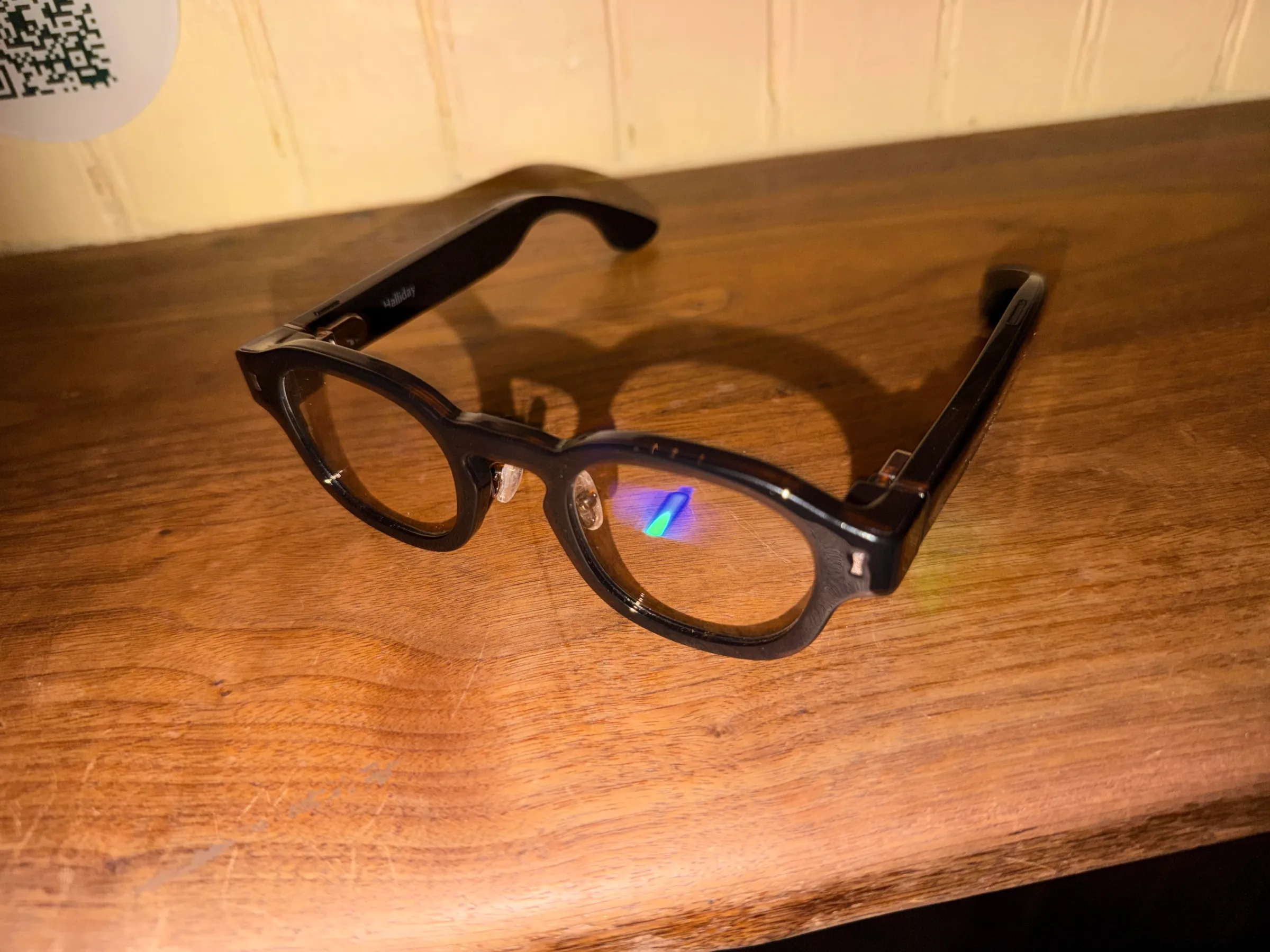 Angled top-down view of the Halliday Gen 2 glasses.