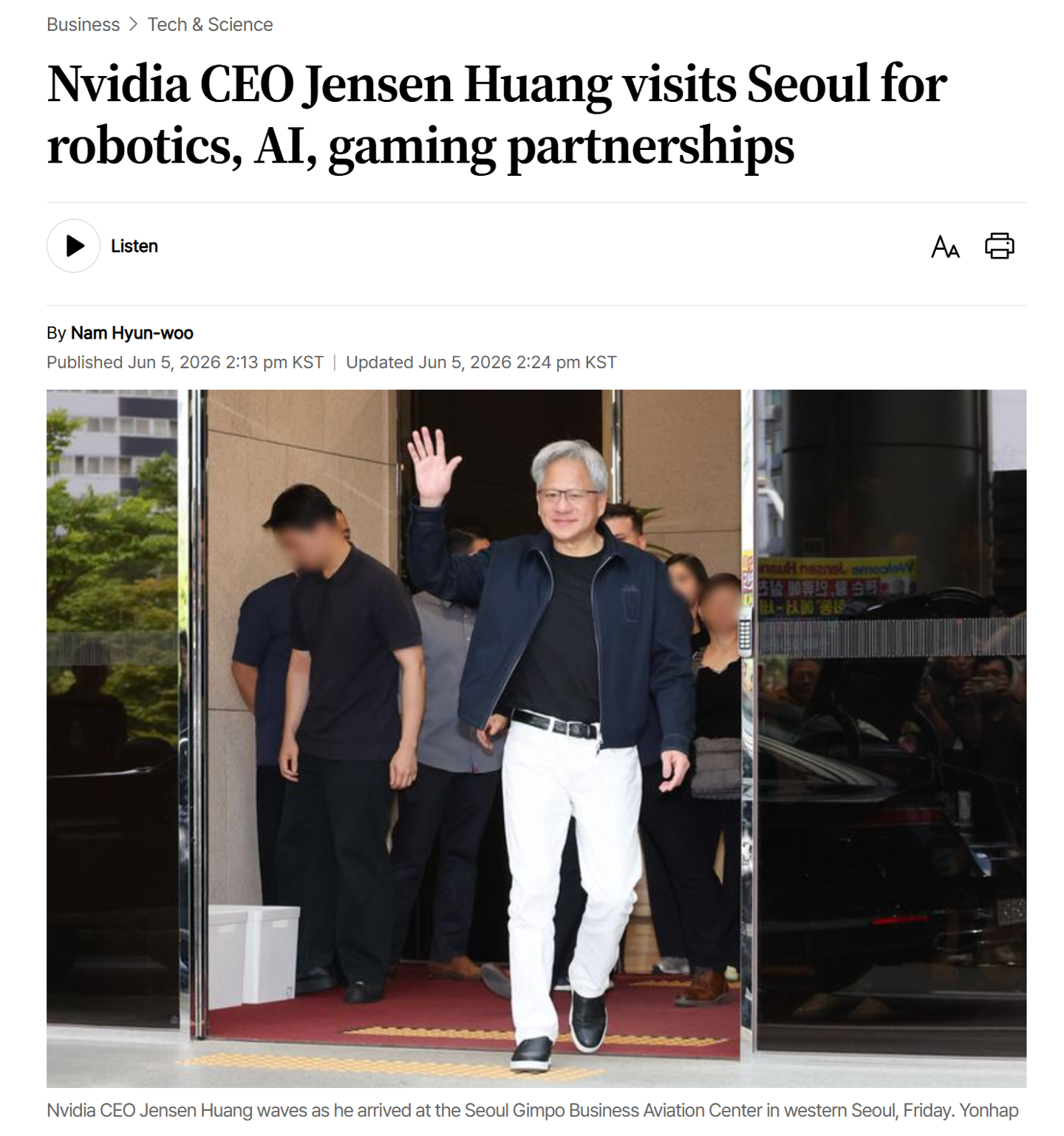 三星李在镕、SK崔泰源等韩国AI企业掌门将在美与英伟达黄仁勋会面