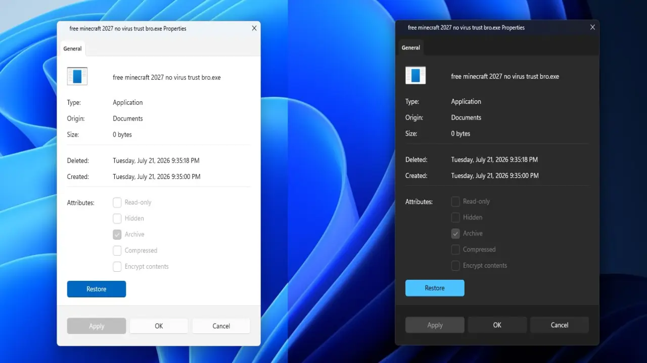 Dark Mode Properties panel Windows 11