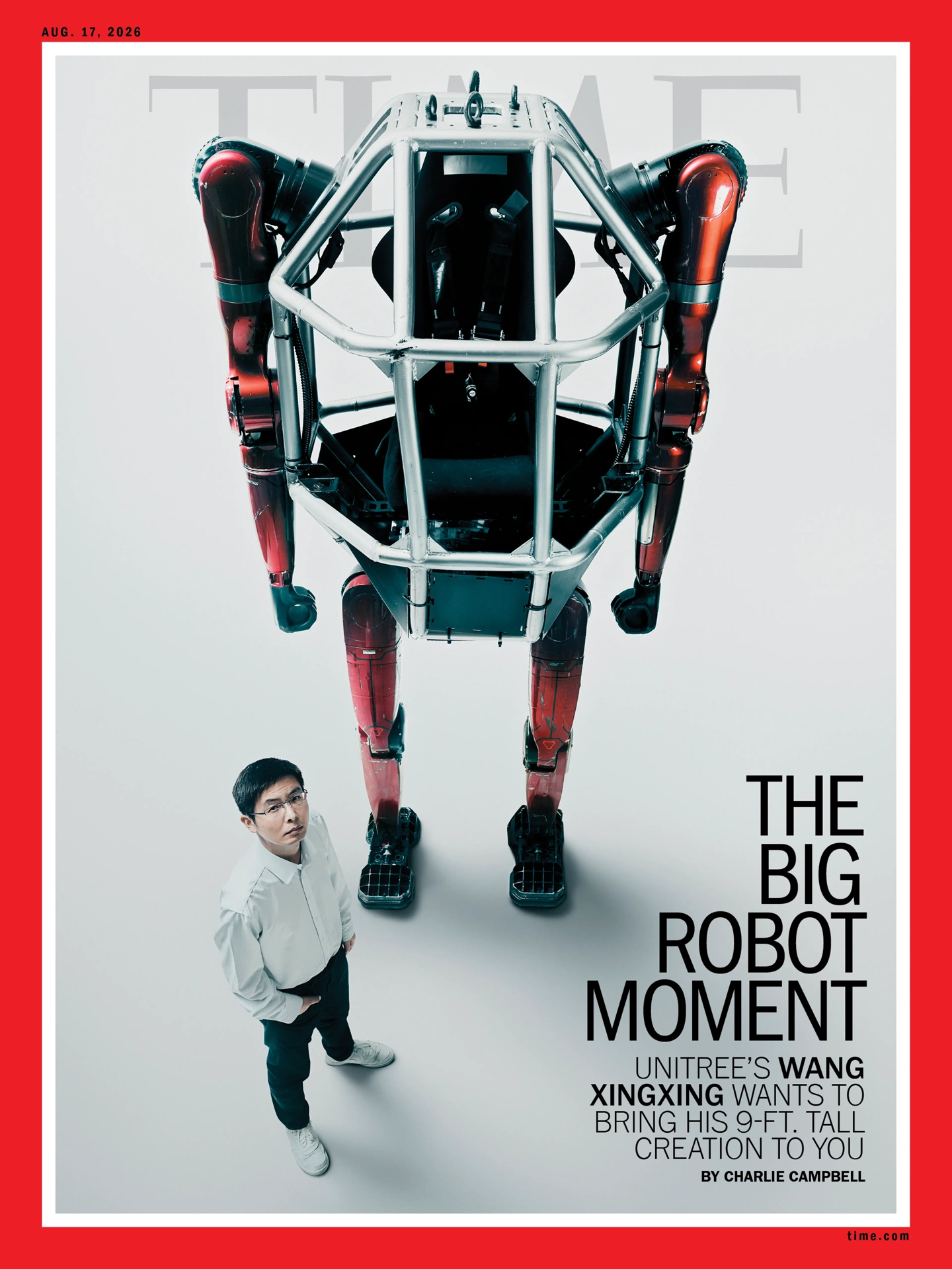YuShu Technology CEO Wang Xingxing erscheint auf dem Cover des Magazins „Time“, bemannter Mech GD01 vorgestellt