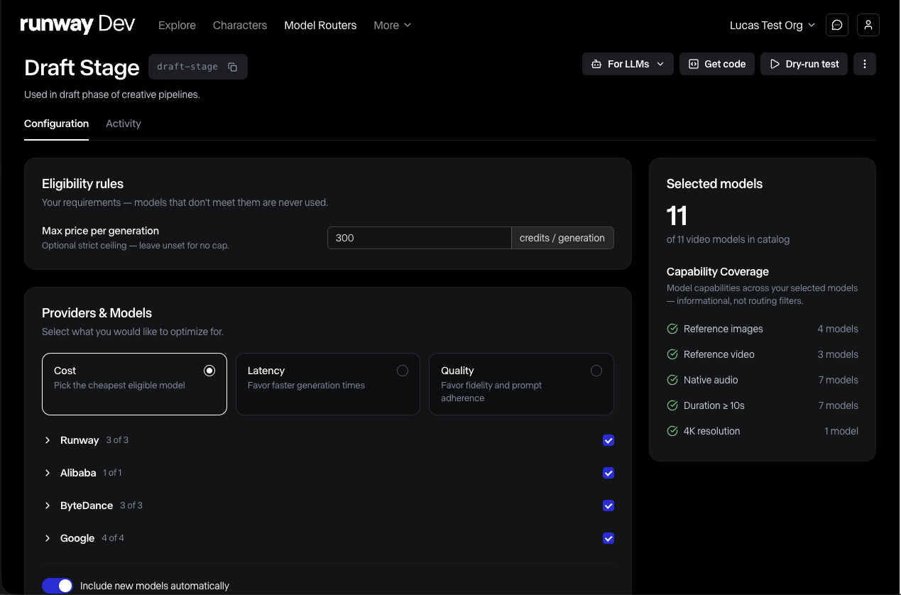Runway Media Router online: cambia automaticamente il modello AI in base allo scenario, risparmiando sui costi dei token