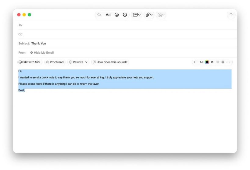 苹果 macOS 27 邮件应用测试"Write with Siri"，整合 Siri AI 交互