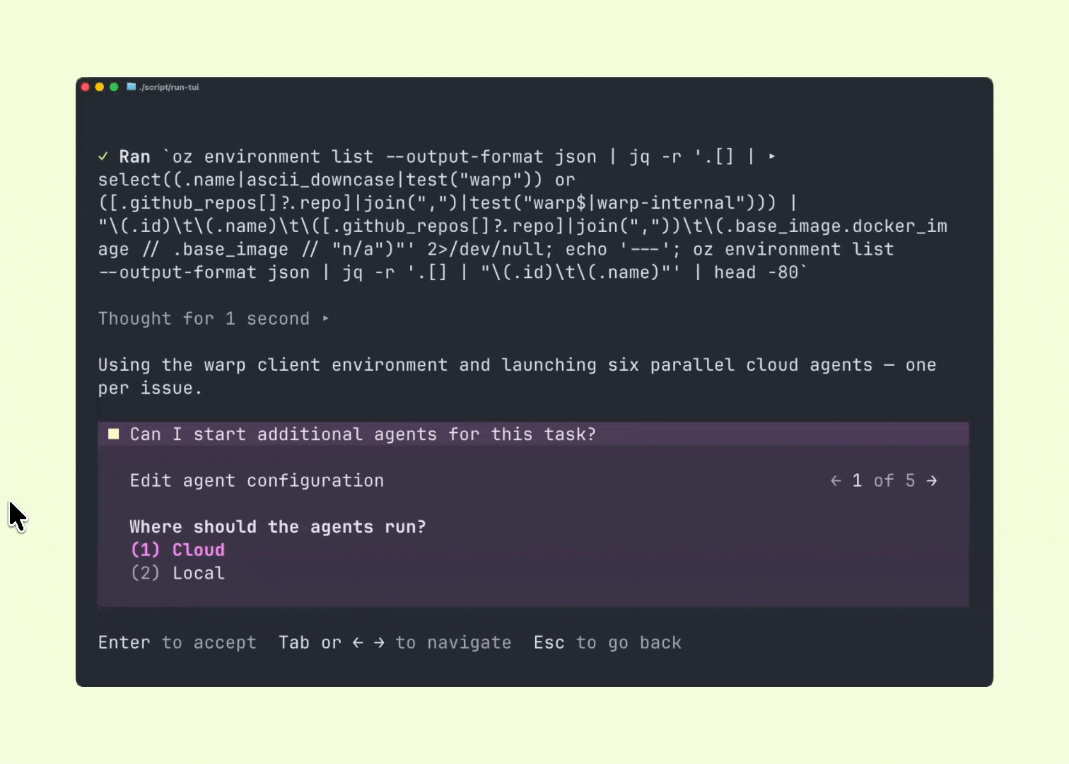 Choosing with agent harness to use for a cloud agent
