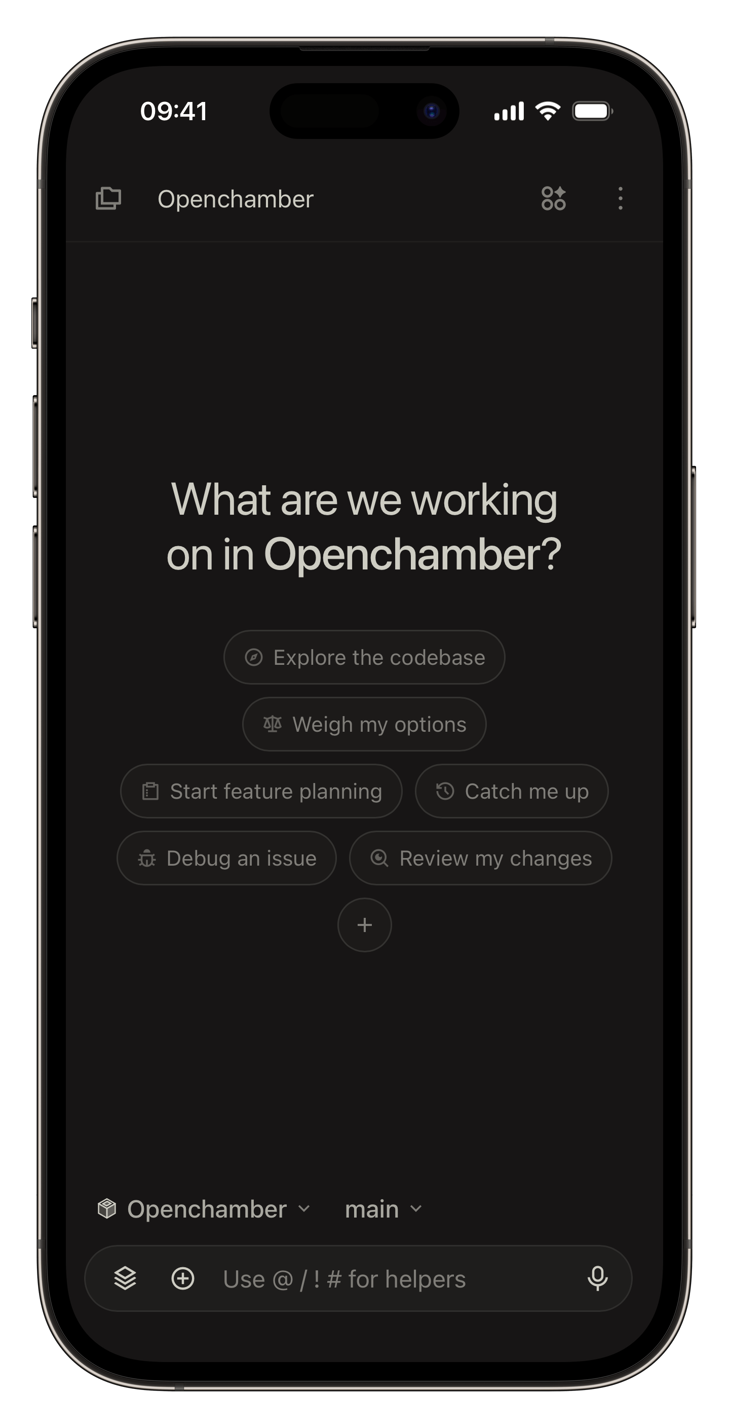 OpenChamber new chat on mobile