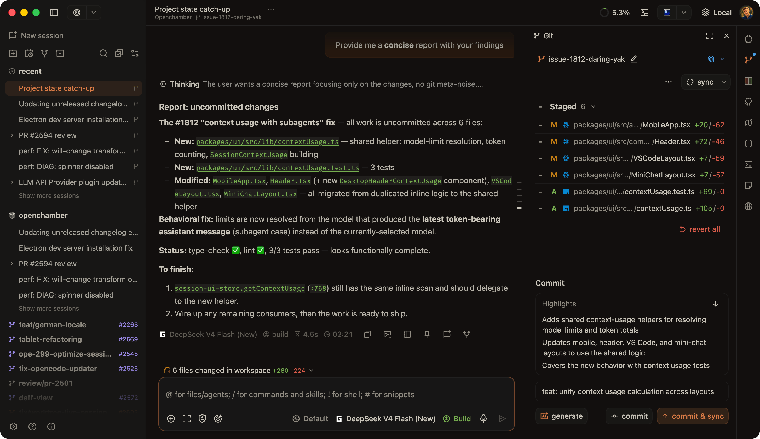 OpenChamber desktop interface