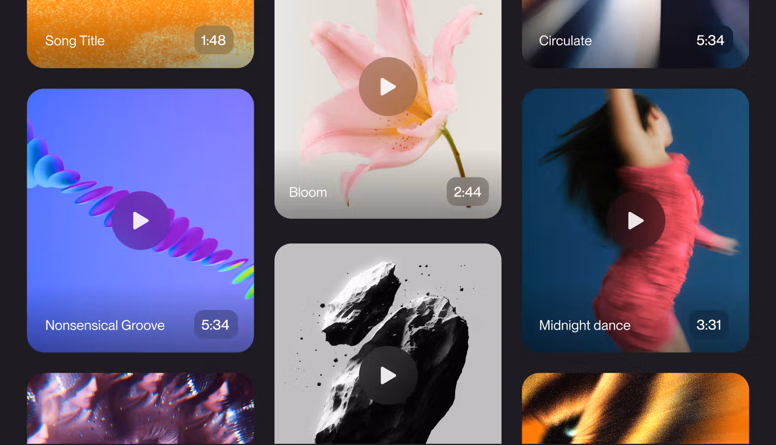Tile of videos