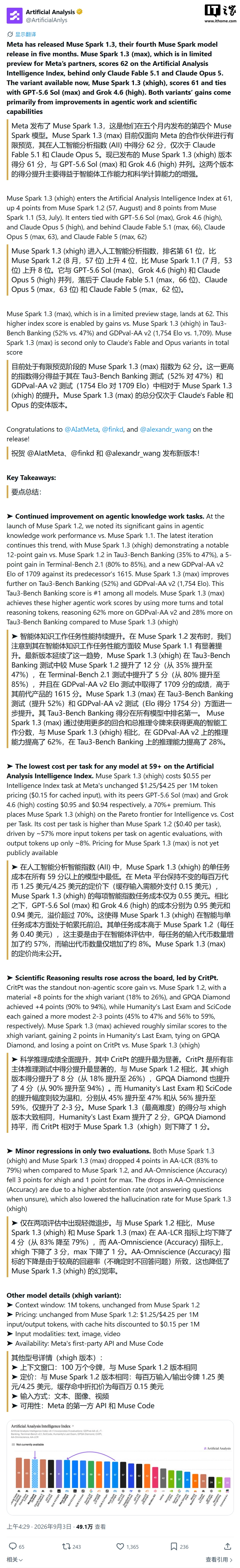 Meta 发布 Muse Spark 1.3，主打编码与长周期智能体任务