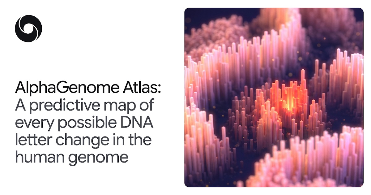 O Google DeepMind lançou o Alpha Gnome Atlas, cobrindo 9 bilhões de previsões de variantes de nucleotídeo único no genoma humano