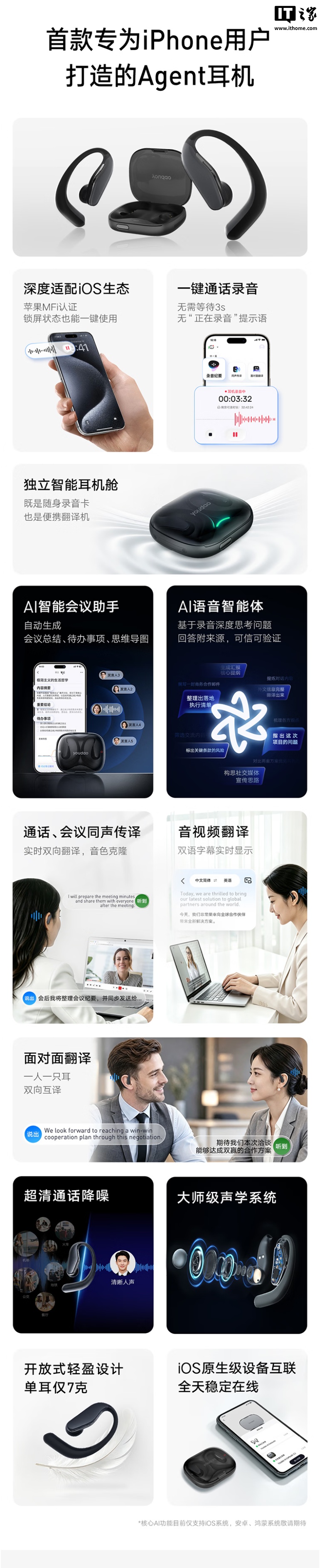 网易有道 OpenPods AI 耳机发售:获苹果 MFi 认证,首发 1499 元