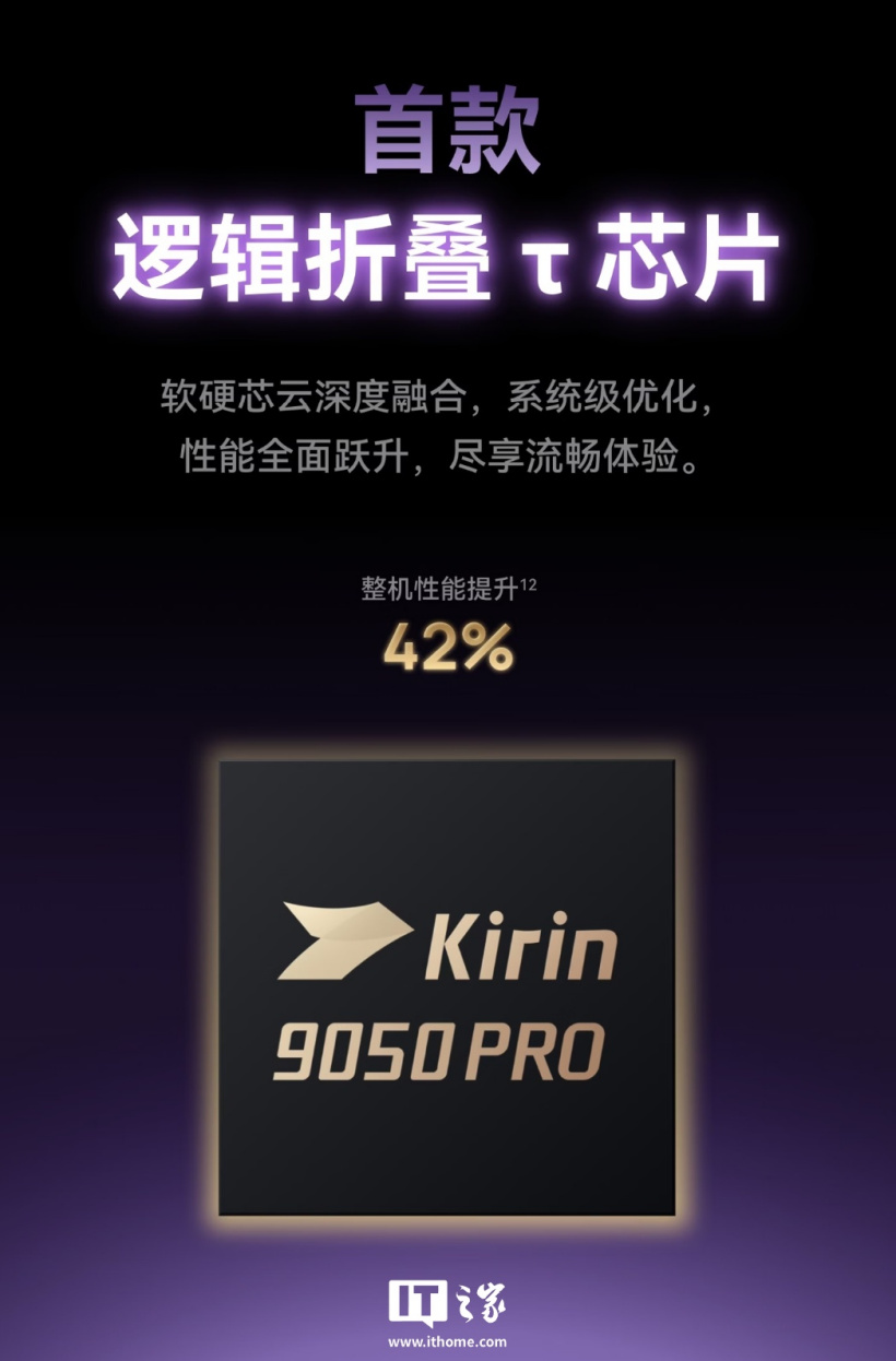 华为四代麒麟 τ 芯片首次集体亮相，余承东详解麒麟 9050 系列首发逻辑折叠技术