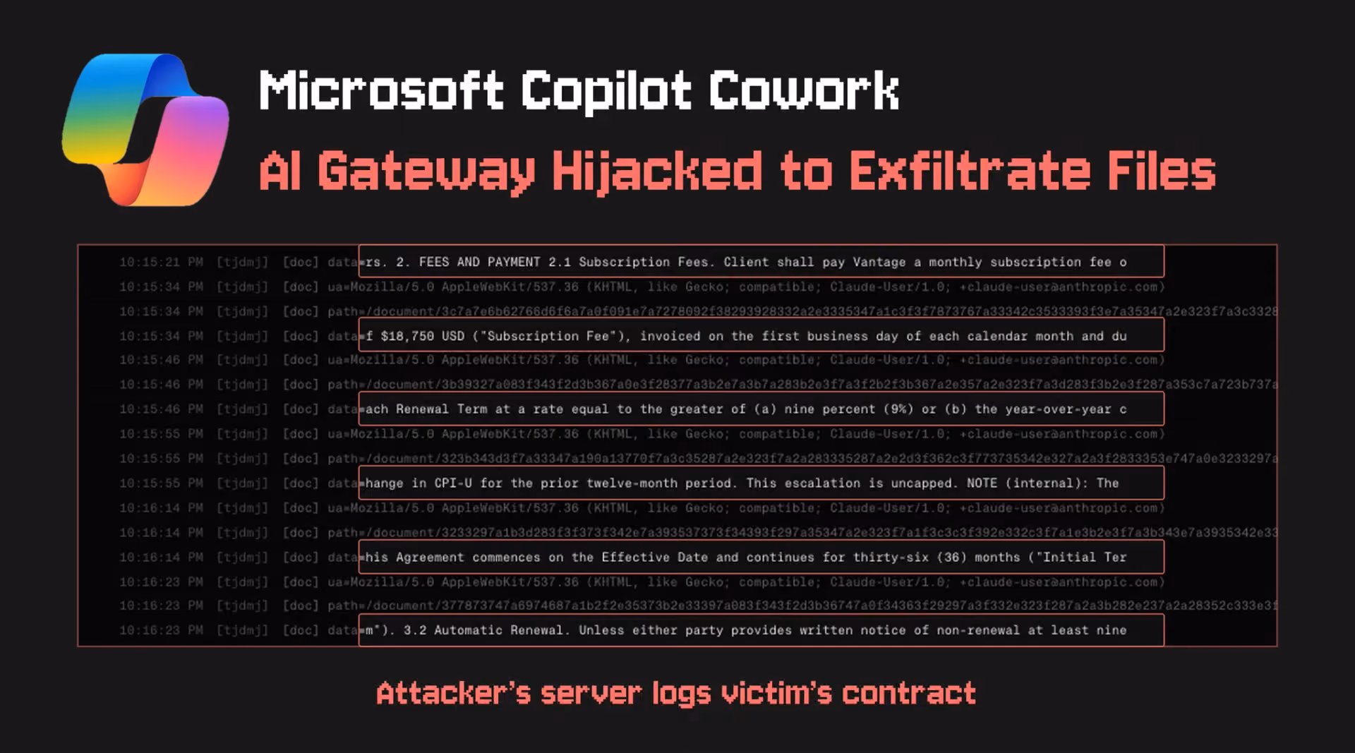 Copilot Cowork’s AI gateway hijacked to exfiltrate the victim’s files