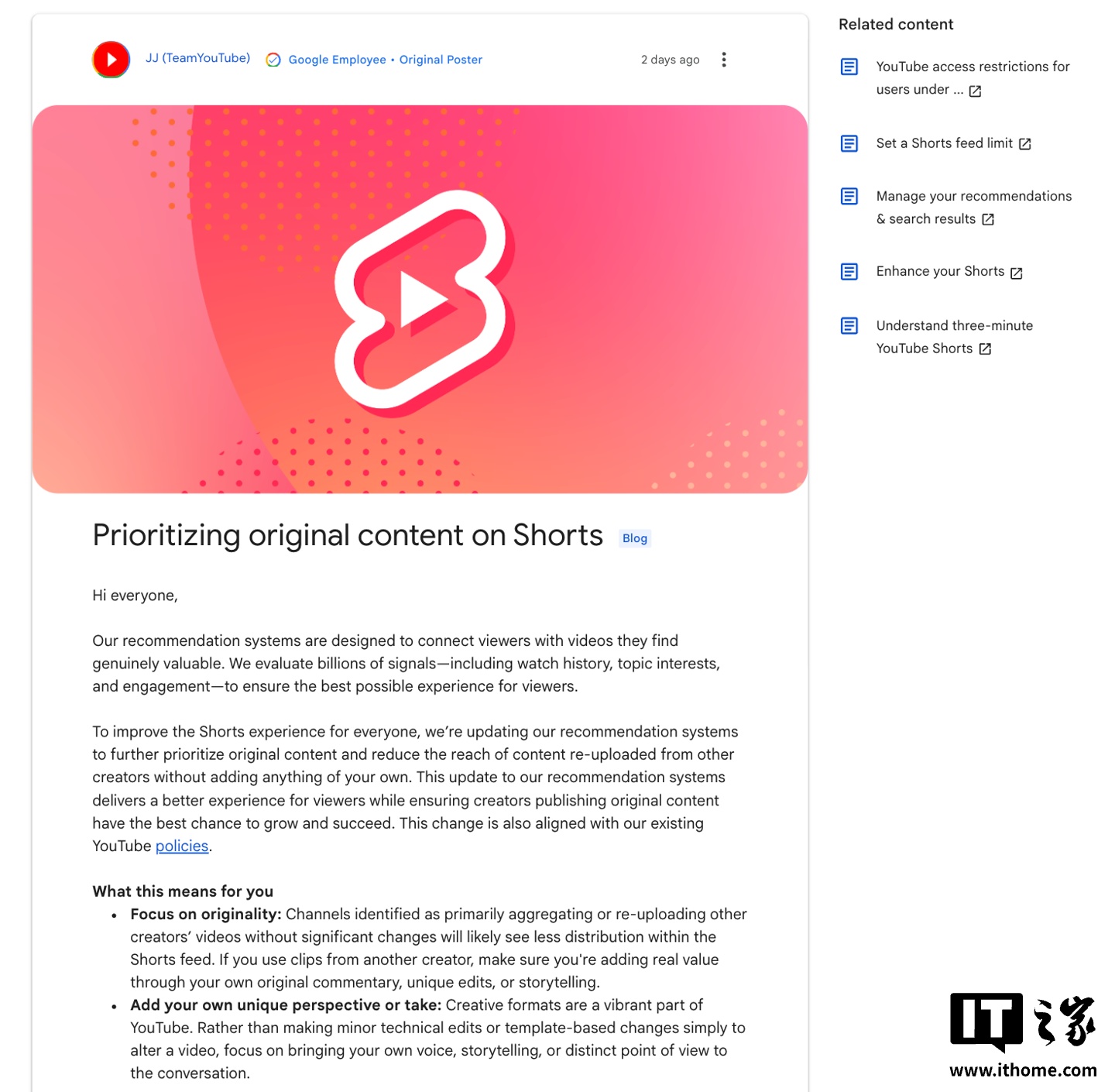 YouTube dostosowuje algorytm rekomendacji Shorts: walka z kopiowanymi treściami i priorytet dla oryginalnych materiałów
